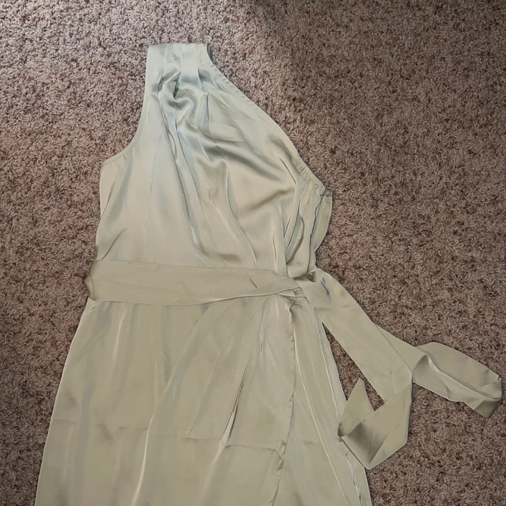 One shoulder wrap dress with tie